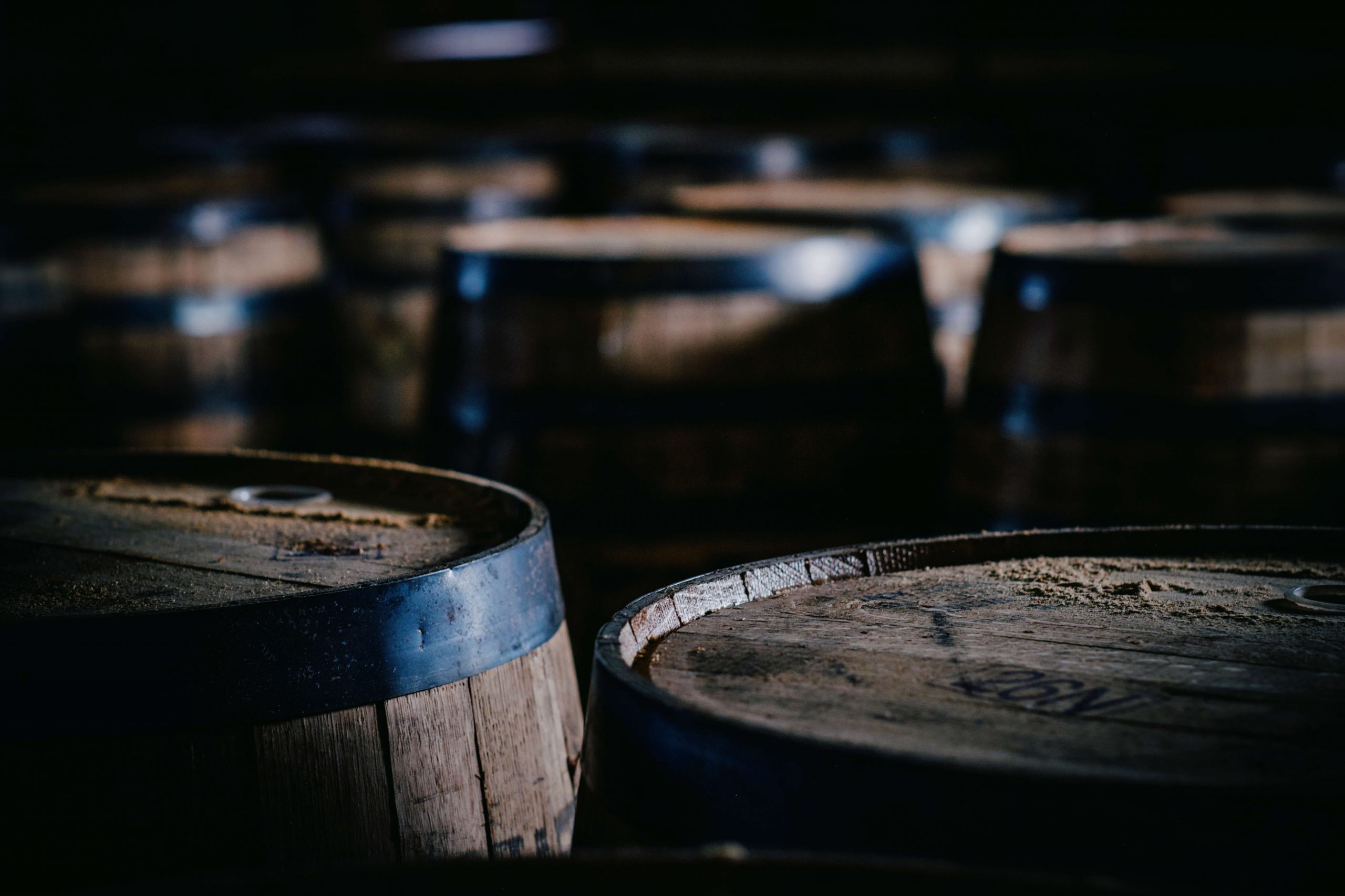 Rows of wooden casks