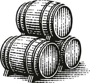 a stack of barrels in pyramid formation